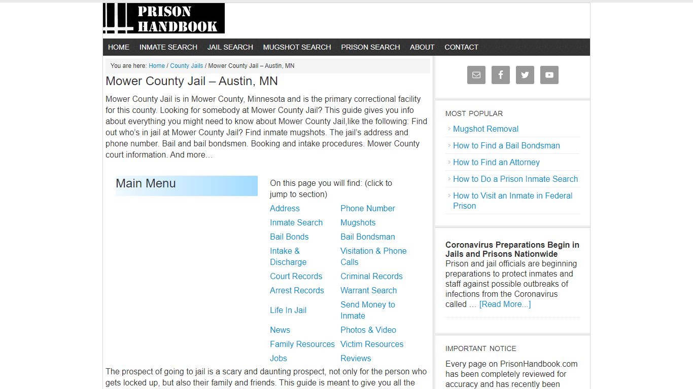 Mower County Jail – Austin, MN - Prison Handbook